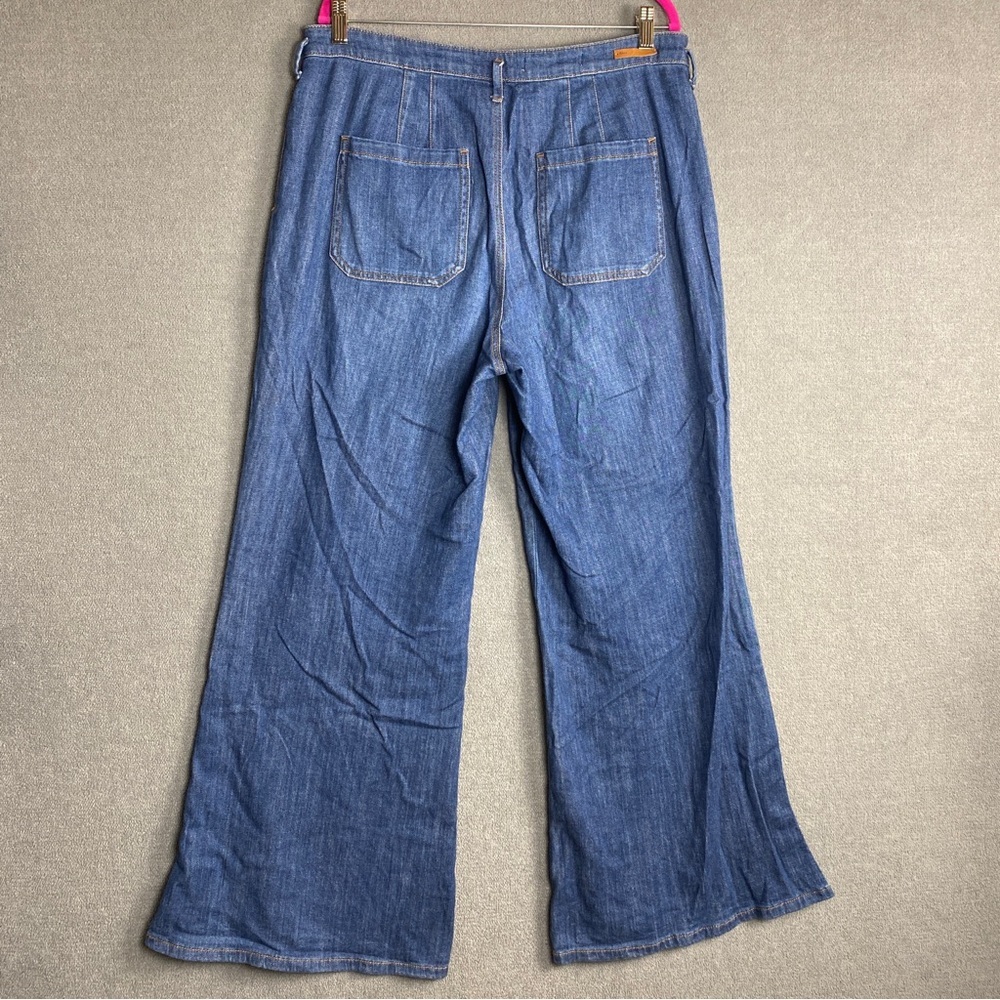 Pilcro and the Letterpress Flare Wide Leg Jeans with Snap Button Hem size 32 - Picture 2 of 10